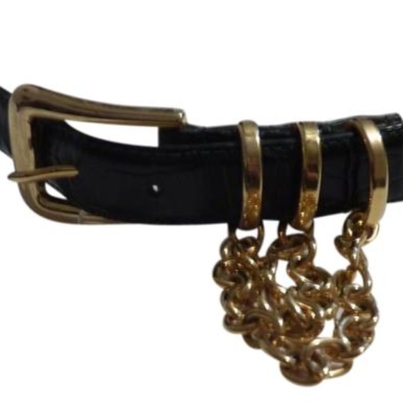 Doncaster Spruce Croc Leather w Gold Buckle Chain